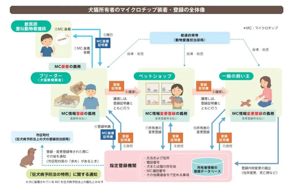 犬猫所有者のマイクロチップ装着・登録の全体像